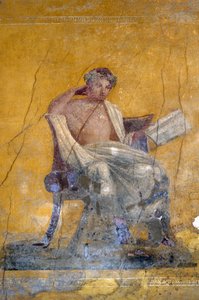 Den greske poeten Menander, freskomaleri fra House of Menander, Pompeii (UNESCOs verdensarvliste av Roman Roman