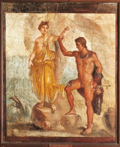 Italia, Campania, Pompeii, Perseus frigjør Andromeda fra huset til de fem skjelettene, fresco av Roman Roman