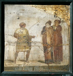 Italia, Campania, Pompeii, Teaterscene, freskomaleri av Roman Roman