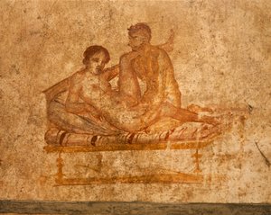 Italia, Campania-regionen, Napoli-provinsen, Pompei, House of Vettii, erotisk freskomaleri av Roman Roman