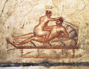 Italia, Campania-regionen, Napoli-provinsen, Pompei, House of Vettii, erotisk freskomaleri av Roman Roman