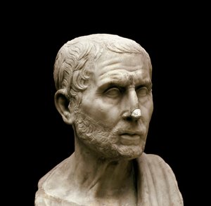 Marmorbyste av den greske filosofen og historikeren Poseidonios (Posidonius) av Apamee kalt idrettsutøveren (135-51 f.Kr.) Napoli, Museo Archeologico Nazionale, n. 6142