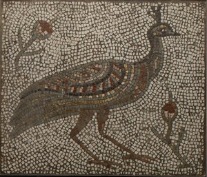 Mosaikk med en påfugl og blomster, 3.-4. århundre (mosaikk) av Roman Roman