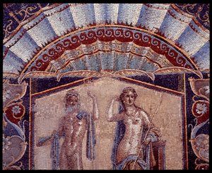 Neptun og amfitritt. Detalj av en veggmosaikk fra triclinium av casa di Nettuno e Anfitrite, 5. århundre f.Kr.-1. århundre e.Kr. av Roman Roman