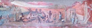 Trikliniumsengmaleri med scener av pygmeer, 50–79 e.Kr., detalj (freske) av Roman Roman