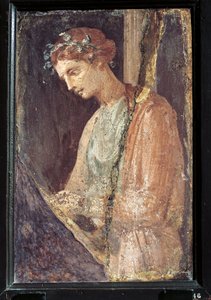 Profilportrett av en ung kvinne fra Italia, Campania, Pompeii, maleri på gips, 55-79 e.Kr. av Roman Roman