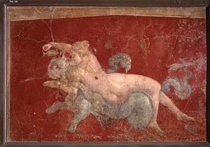 ROMERSK KUNST: Nereid på en sjøpanter som hun gir en drink i en lav kopp (fresko) av Roman Roman