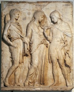 Romersk kunst: "" Orphee, Eurydice og Hermes "" "Marmorrelieff fra en gresk original. Napoli, Nasjonalt arkeologisk museum av Roman Roman