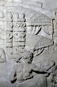 Romersk kunst: "" romersk leirsted"" Form fra 1862 som gjengir basrelieffene av søylen til Trajan (søylen Trajane) (Colonna Traiana) i Roma bygget under keiser Trajans regjeringstid (53-117). Trajane-søylen minnes de seirende kampanjene til av Roman Roman
