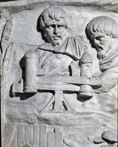 Romersk kunst: "" Romerske soldater nær en katapult brukt under den første krigen i Dacia"" Form fra 1862 som gjengir basrelieffene av kolonnen til Trajan (søylen Trajane) (Colonna Traiana) i Roma bygget under keiser Trajans regjeringstid ( 53-117). Trajan av Roman Roman