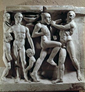 Romersk kunst: boksescene. Lav lindring. Museum for romersk sivilisasjon, Roma av Roman Roman