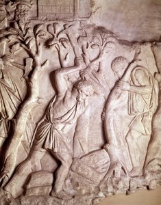 Romersk kunst: rydningsscene, lavrelieff, romersk antikvitetsmuseum, Roma av Roman Roman