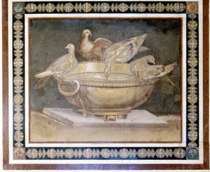 Romersk mosaikk som representerer 4 duer. av Roman Roman