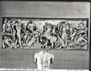 Sarkofag som viser Mars og Rhea Silvia (marmor) (s/hv-bilde) av Roman Roman