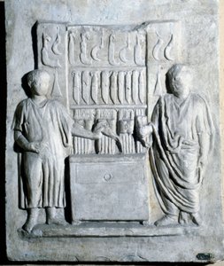 Tegn på knivbutikken i romertiden. Museo di Ostia (Ostia) av Roman Roman