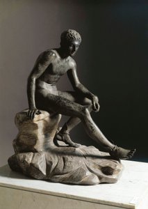 Resten av Hermes romersk bronseskulptur etter en gresk original av Lysippe. Fra Ercolano (Herculaneum) Dim. 105 cm Napoli, Museo Archeologico Nazionale av Roman Roman