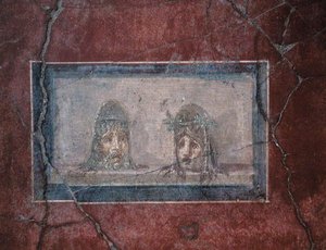 To teatralske masker, 1. århundre f.Kr.-79 e.Kr av Roman Roman