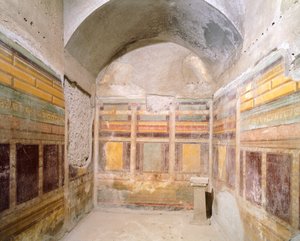 Hvelv dekorert med fresker i andre pompeianske stil, House of Silver Wedding, Pompeii, Campania, romersk sivilisasjon av Roman Roman