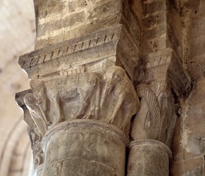 Elefanter (utskåret hovedstad i skipet av Romanesque