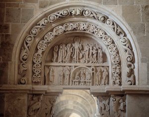Nordportalen: åpenbaringen av Jesus etter hans død og himmelfarten (skulptur) av Romanesque