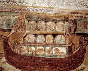 Noahs bue (fresko av taket) av Romanesque