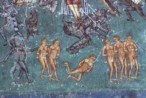 The Damned, detalj fra The Last Judgement, 1547-50 av Romanian School