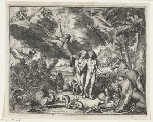 Adam og Eva i paradis av Romeyn de Hooghe