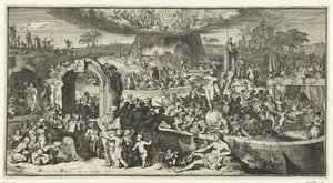 Allegorisk representasjon med Tabula Cebetis av Romeyn de Hooghe