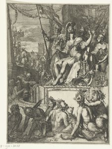 Allegorisk fremstilling av (sjø)handel Samling av historiske og allegoriske trykk. 11 stykker av Romeyn de Hooghe