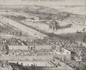 Detalj av parken ved Enghien høyre halvdel, 1685. av Romeyn de Hooghe