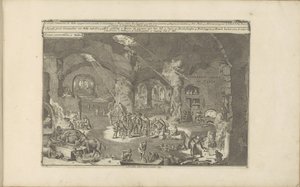 Grotten på Malta Onderaerse Gront op Malta / Underjordiske steder på Malta (tittel på objekt) Øst- og Vestindia og andre steder (serietittel) av Romeyn de Hooghe
