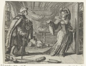 Illustrasjon for Kalenderen til gamle menn fra Fortellinger og noveller av Fontaine av Romeyn de Hooghe