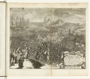 Spanske soldaters nattlige reise til Duiveland, 1575 Beundringsverdig Pas[s]age des Espagnols en Zelande (tittel på objekt) Guerres de Flandres (serietittel) av Romeyn de Hooghe