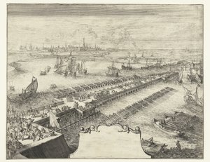 Ship Bridge of Parma over Schelde, 1585 Guerres de Flandres (serietittel) av Romeyn de Hooghe