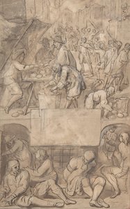 Studie for en tittelside: Allegory of Commerce and a Debtor