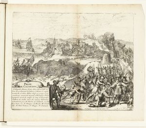 Verovering van Caudebec, 1592 Capture of Caudebec (tittel på objekt) Wars of Flanders (serietittel) av Romeyn de Hooghe