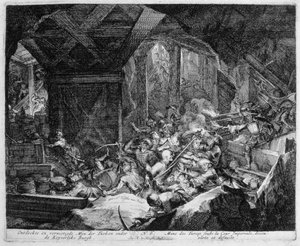 Vienna Print Cycle, oppdagelse og ødeleggelse av en tyrkisk gruve under keiserpalasset, 1683 av Romeyn de Hooghe