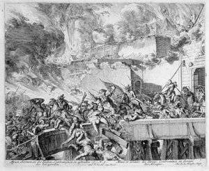 Vienna Print Cycle, Explosion of a Mine and Countertermine, Raid on the Turks, 1683 av Romeyn de Hooghe