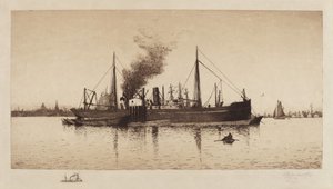 Uten tittel (Dampskip i Boston Harbor) av Rominer Lovewell
