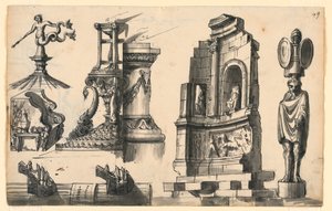 Arkitektoniske detaljer i klassisk og pseudo-klassisk stil av Romolo Achille Liverani