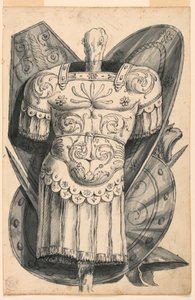 Tegning, trofé med våpen, 1830–1850 av Romolo Achille Liverani