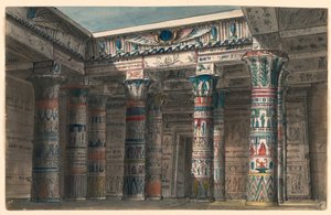 Scenedesign, egyptisk gårdsplass av Romolo Achille Liverani