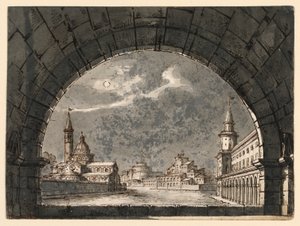Scenedesign for operaen "La Straniera" av Romolo Achille Liverani