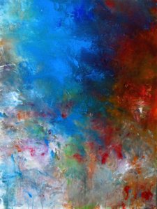 Dynamisk blått og rødt abstrakt av Ron Halfant
