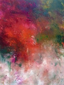 Rød-rosa, flytende, abstrakt av Ron Halfant