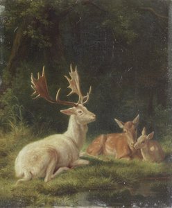 Hjort i et landskap (olje på lerret) av Rosa Bonheur