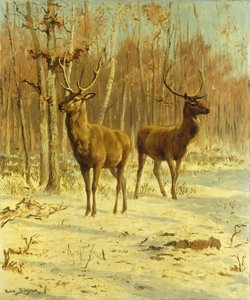 To hjorter i en lysning om vinteren av Rosa Bonheur