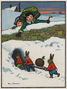 Kaninernes julemiddag (litho i farger)