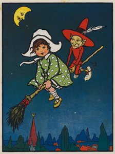 Marjorie og rød alv (farge litho)