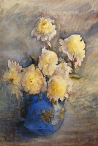 Peoner i en blå vase, 1899 av Rose Maynard Barton